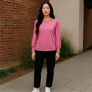 Nation sold at Revolve pink blouse in size medium closet staple capsule wardrobe